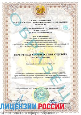 Образец сертификата соответствия аудитора №ST.RU.EXP.00014299-1 Рославль Сертификат ISO 14001